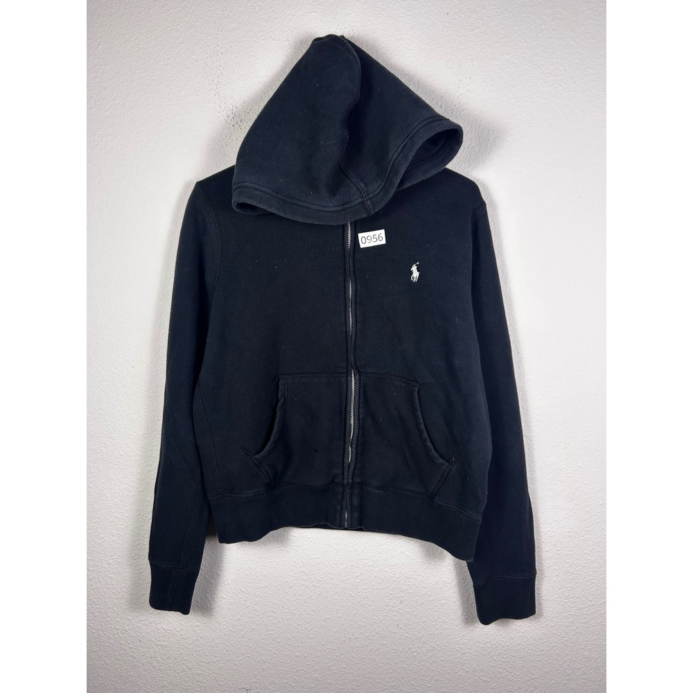 Polo Ralph Lauren Kids Black Full Zip Fleece Hoodie Pony Logo Size Medium